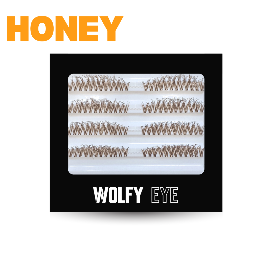 Boîte de 40 grappes de faux cils permanents pour faire des extensions de cils maison - Couleur Blond Honey